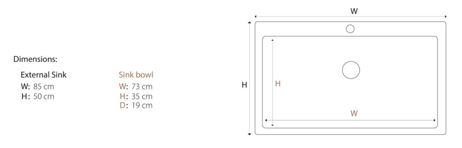 حوض مطبخ جرانيت بيج 85×50