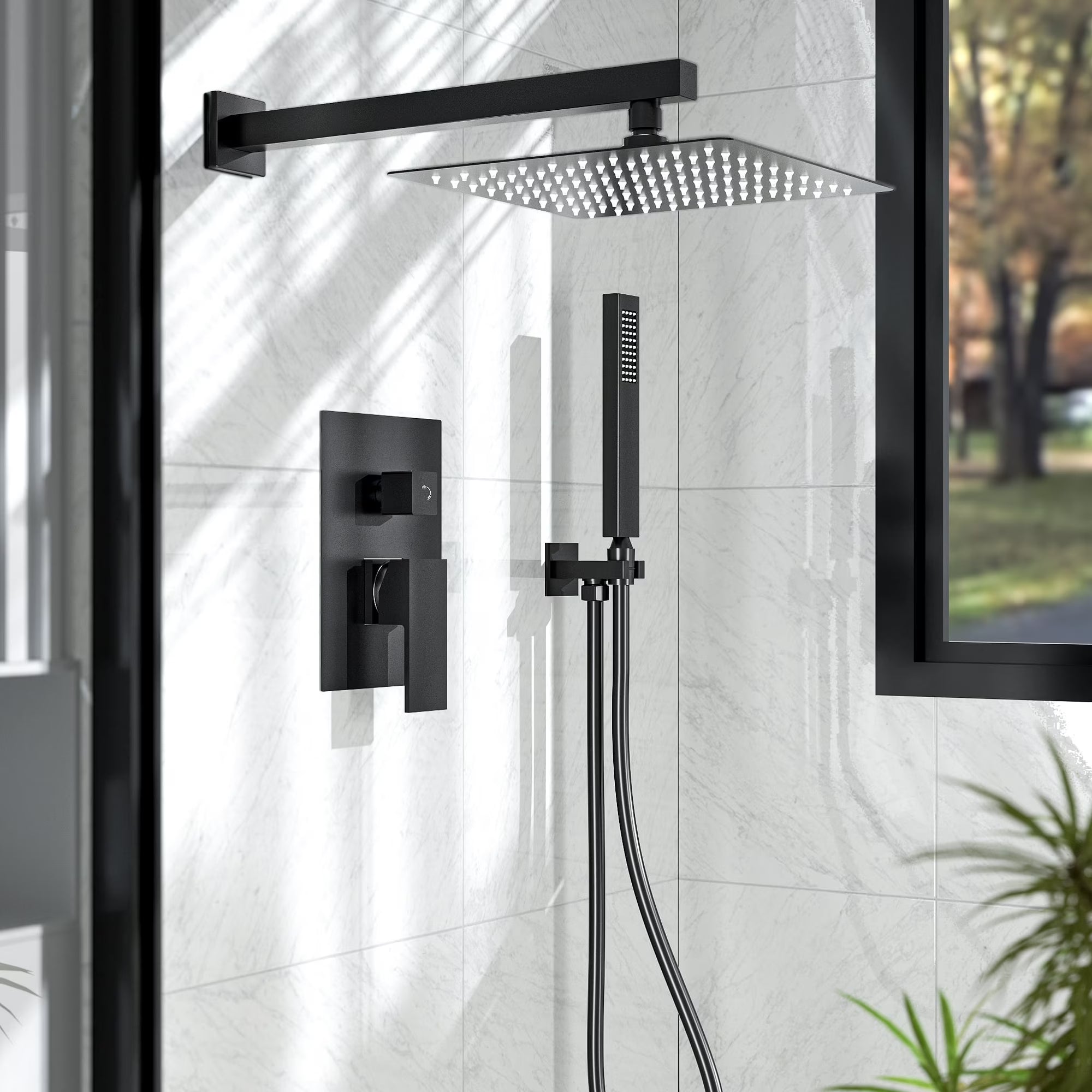 Luxury Shower System — طقم شاور دفن فاخر 3×1 ( بخلاط 3 مخرج + طاسة + سماعة ) بتصميم عصري وخامات عالية الجودة