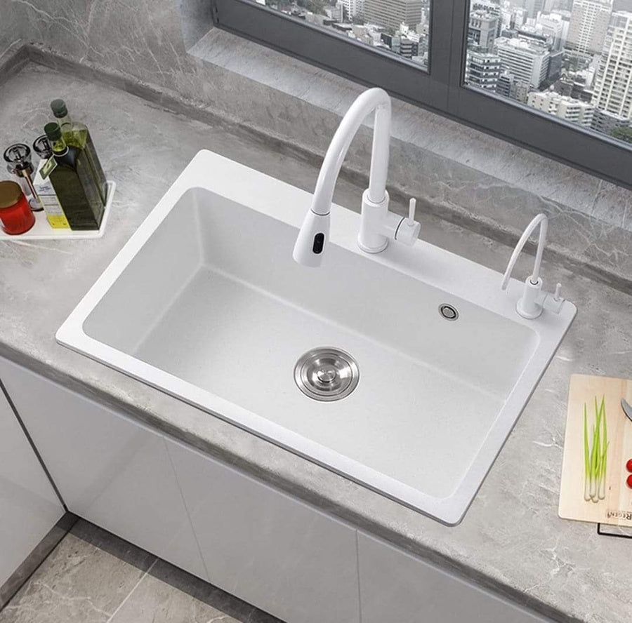 حوض مطبخ جرانيت أبيض 85×50