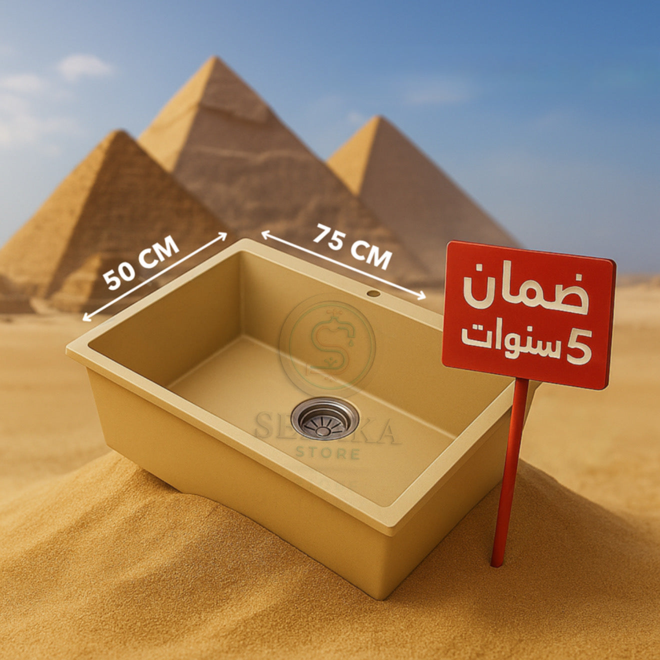 حوض مطبخ جرانيت بيج 75×50