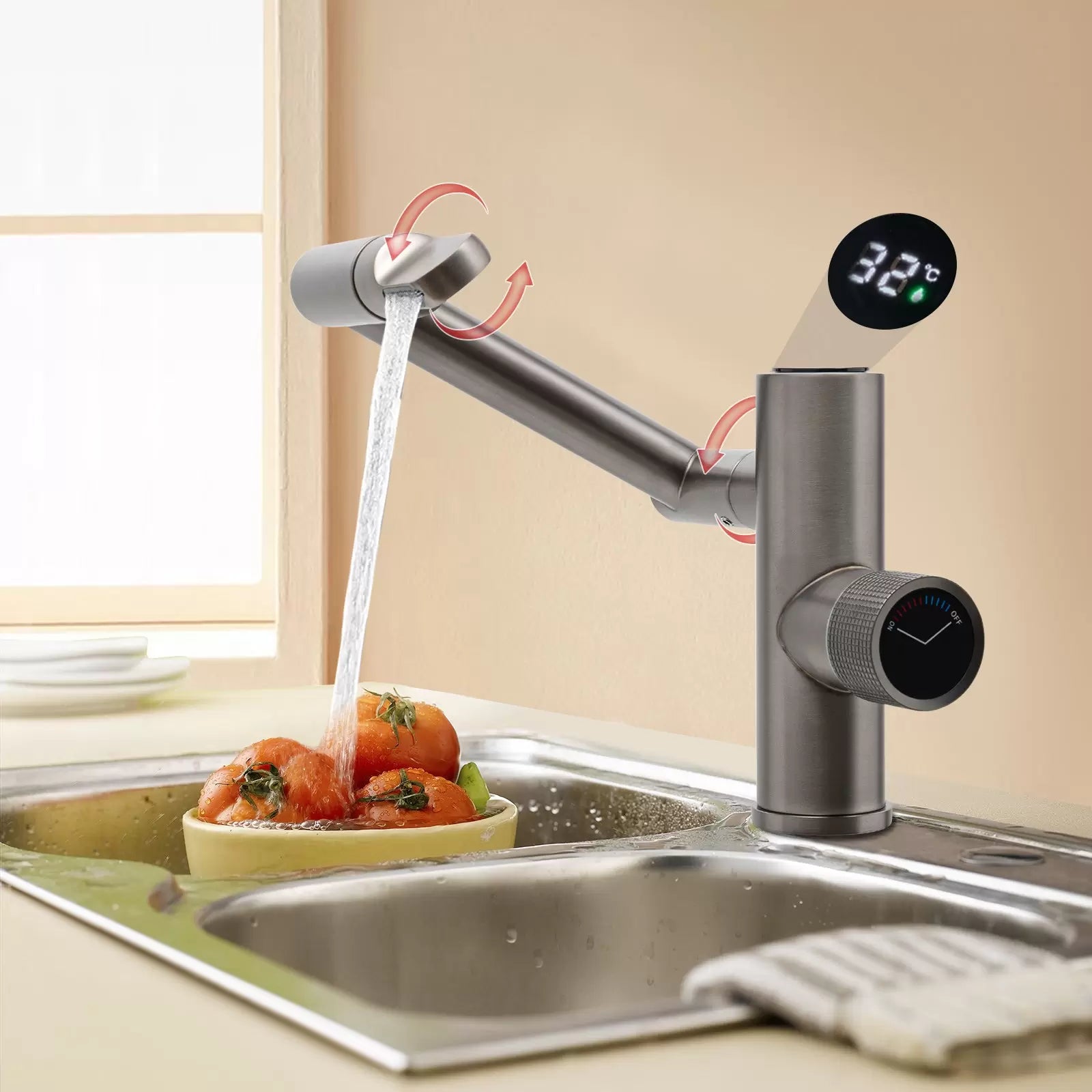 خلاط حوض شلال LED ديجيتال