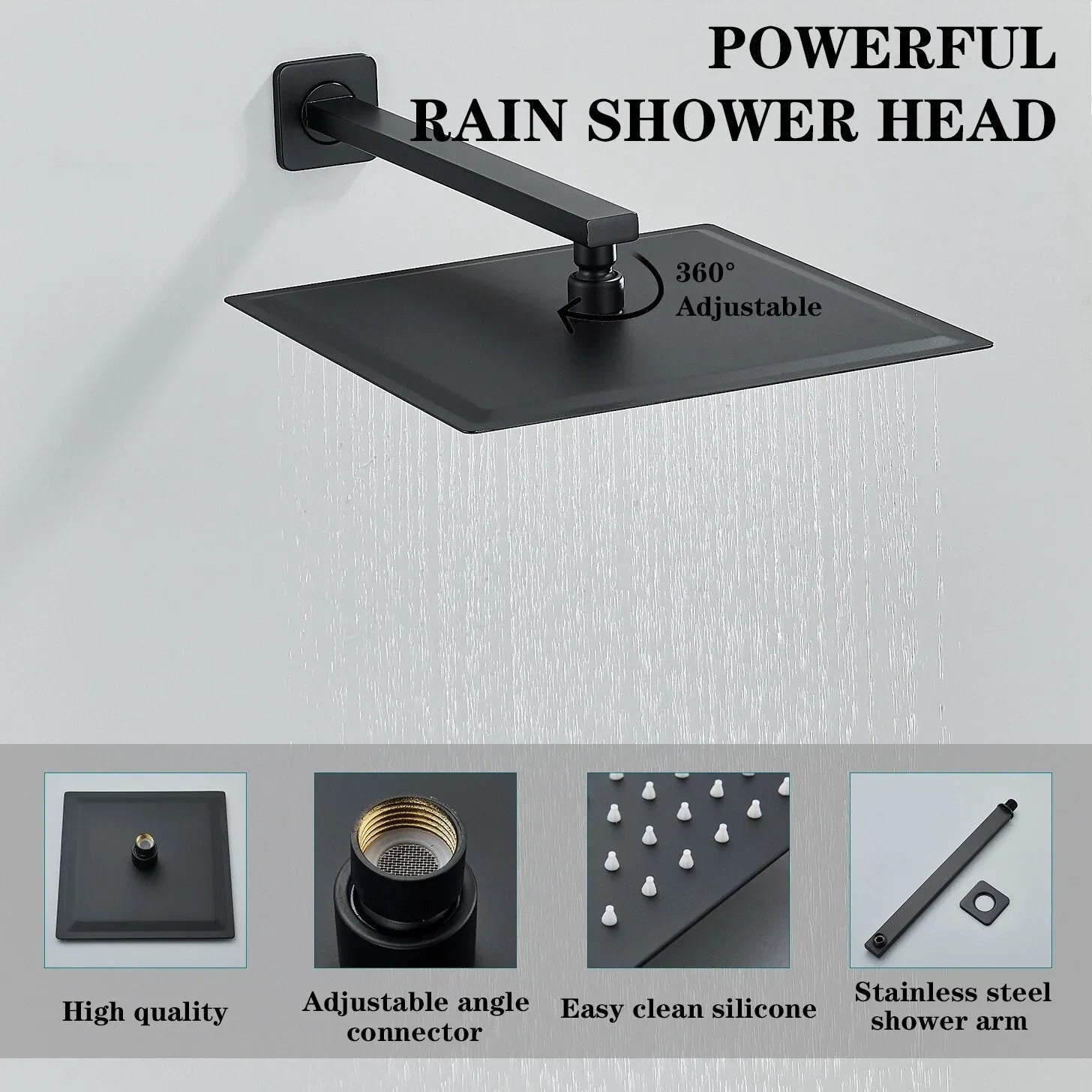 Luxury Shower System — طقم شاور دفن فاخر 3×1 ( بخلاط 3 مخرج + طاسة + سماعة ) بتصميم عصري وخامات عالية الجودة
